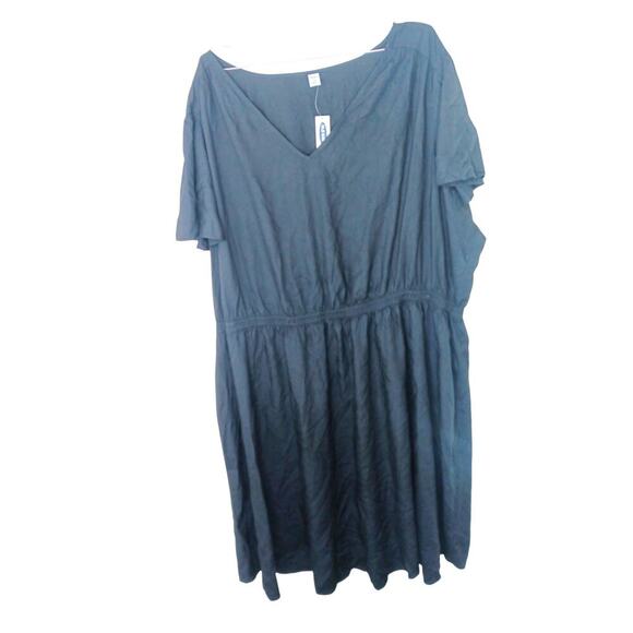 Old Navy Black Tiered V-Neck Dress 4X Plus Size NWT Lightweight Flowy - Picture 2 of 11